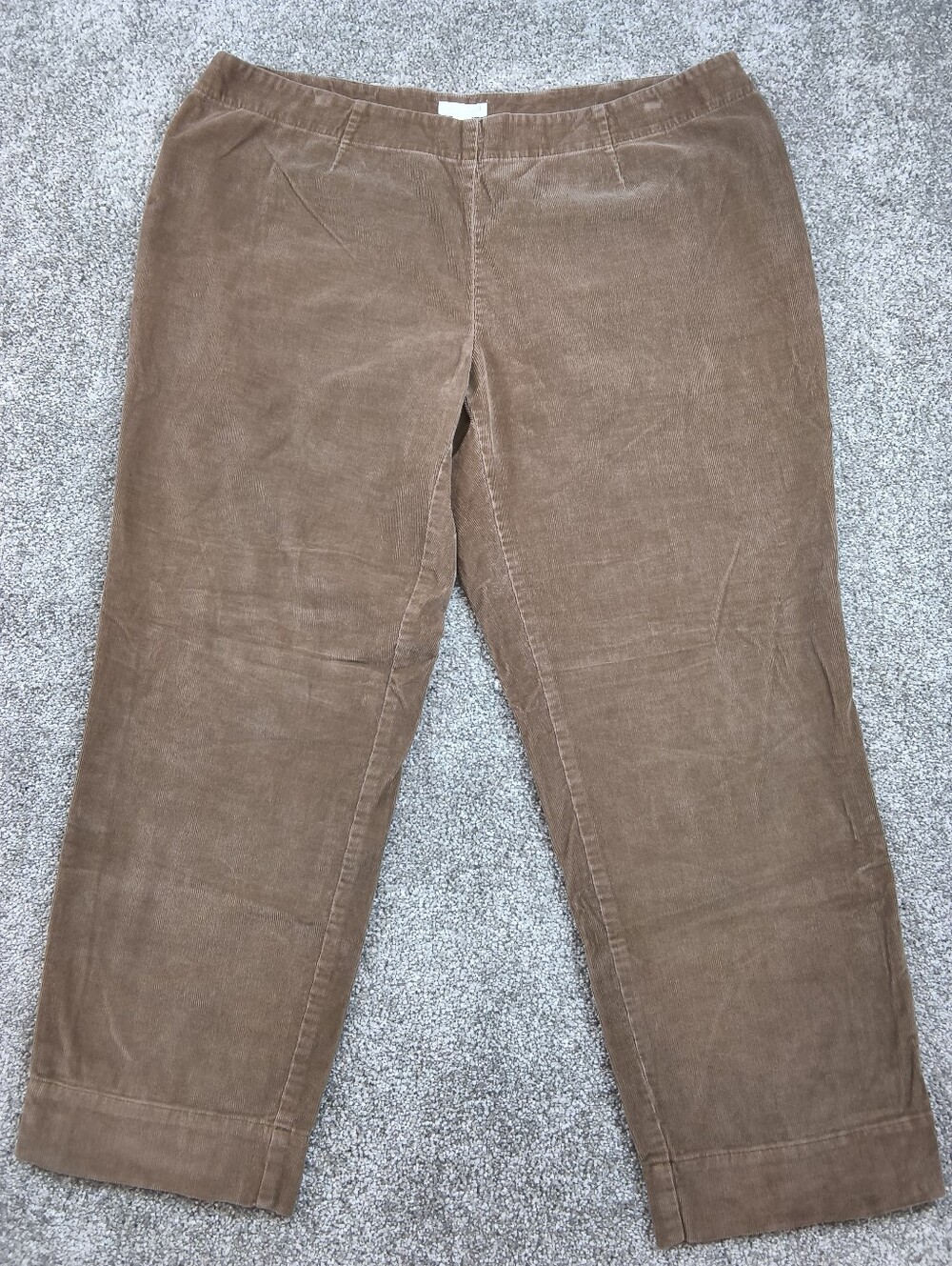 J Jill Corduroy Pants Womens 10 Petite Brown Crop Capri Straight Leg Cotton Blen
